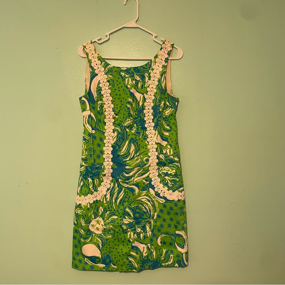 Lilly Pulitzer Blue and Green Dress with White Details